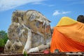 People come to Wat Lokayasutharam Temple for travel and pray Reclining Buddha Royalty Free Stock Photo