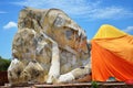 People come to Wat Lokayasutharam Temple for travel and pray Reclining Buddha Royalty Free Stock Photo