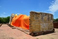 People come to Wat Lokayasutharam Temple for travel and pray Reclining Buddha Royalty Free Stock Photo