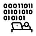 People come up with binary code icon vector outline illustration