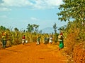 People coming back from a local market