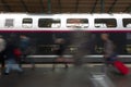 People coming to or leaving train station platform. Royalty Free Stock Photo