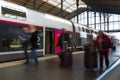 People coming to or leaving train station platform. Royalty Free Stock Photo