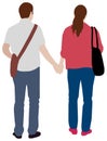 People daily common life silhouette vector illustration / couple, behind