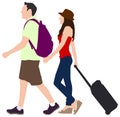 People daily common life silhouette vector illustration / traveling couple