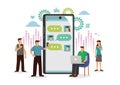 People communicate on the Internet, social networking with digital messages