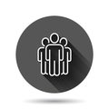 People communication icon in flat style. People vector illustration on black round background with long shadow effect. Partnership Royalty Free Stock Photo