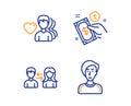 People communication, Payment method and Man love icons set. Businesswoman person sign. Vector Royalty Free Stock Photo