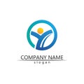 people Community vector logo care, group network and social icon design template Royalty Free Stock Photo