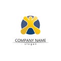 people Community vector logo care, group network and social icon design template Royalty Free Stock Photo