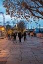 People commuting in central London  right beside the London eye Royalty Free Stock Photo