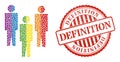 Grunge Definition Watermark and Spectrum People Collage Icon of Round Dots Royalty Free Stock Photo