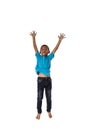 People concept happy little asian boy jumping in air happiness, Royalty Free Stock Photo