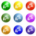 People conference icons set vector