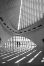 People congregate inside the Milwaukee Art Museum