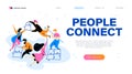 People connect concept. Landing page design template, webpage, ui, mobile app.
