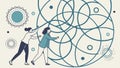 People Connecting Abstract Shapes, Collaborative Problem-Solving, vector design Generative AI Royalty Free Stock Photo