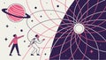 People connecting with digital lines, tech interaction, Vector Design, Generative AI