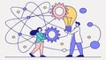 People Connecting Glowing Ideas, Innovation and Collaborative Thinking, vector design Generative AI Royalty Free Stock Photo