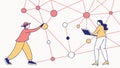 People connecting points in a large, abstract data network. vector design Generative AI Royalty Free Stock Photo