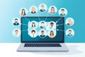 People connecting together, learning or meeting online with teleconference, video conference remote working concept. AI Generative Royalty Free Stock Photo