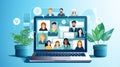 People connecting together, learning or meeting online with teleconference, video conference remote working concept. AI Generative Royalty Free Stock Photo