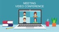 People connecting together, learning or meeting online with teleconference, video conference remote working on laptop computer