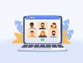 people connecting together, learning or meeting online with teleconference, video conference remote working on laptop Royalty Free Stock Photo