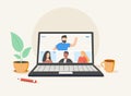 people connecting together, learning and meeting online via teleconference or video conference remote working on laptop Royalty Free Stock Photo