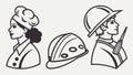 People Construction Safety Helmets Vector Illustration, vector design Generative AI Royalty Free Stock Photo