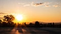 People contemplate the sunrise on the summit of Mount-Royal, Montreal, Quebec, Canada Royalty Free Stock Photo