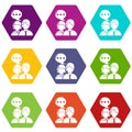 People conversation icons set 9 vector Royalty Free Stock Photo