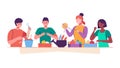 People cooking together, culinary collaboration, vector design Generative AI Royalty Free Stock Photo