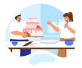 People cooks wedding cake vector concept