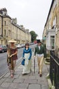 People costumed in the streets of Bath for the Jane Austen festival