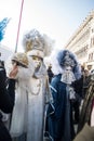 People in costumes and masks on Carnival in Venice Royalty Free Stock Photo