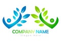 People couple green green leaf teamwork, education, logo, social, team, network, design, vector, logotype Royalty Free Stock Photo