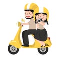 People Couple in love riding motorcycle