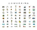 People in coworking office, icons set for your design Royalty Free Stock Photo