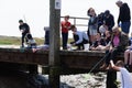 People Crabbing Crab Fishing Walberswick Norfolk Coast