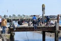 People Crabbing Crab Fishing Walberswick Norfolk Coast