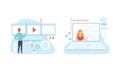 People Creating Video Content, Commercial Blog Posting Technology Process Flat Vector Illustration Royalty Free Stock Photo