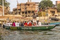 People cross the ganges by ferry Royalty Free Stock Photo