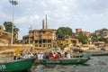 People cross the ganges by ferry Royalty Free Stock Photo