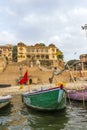 People cross the ganges by ferry Royalty Free Stock Photo