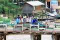 People Cross The Wood Bridge, Nyaungshwe, Myanmar