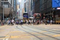 People crossed the Des Voeux Road Central at busy hour 18 May 2021 Royalty Free Stock Photo