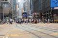 People crossed the Des Voeux Road Central at busy hour 18 May 2021 Royalty Free Stock Photo