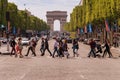 People crossing Avenue des Champs-Elysees in Paris Royalty Free Stock Photo