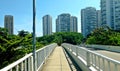 People crossing a bridge at Barra da Tijuca, Brazil